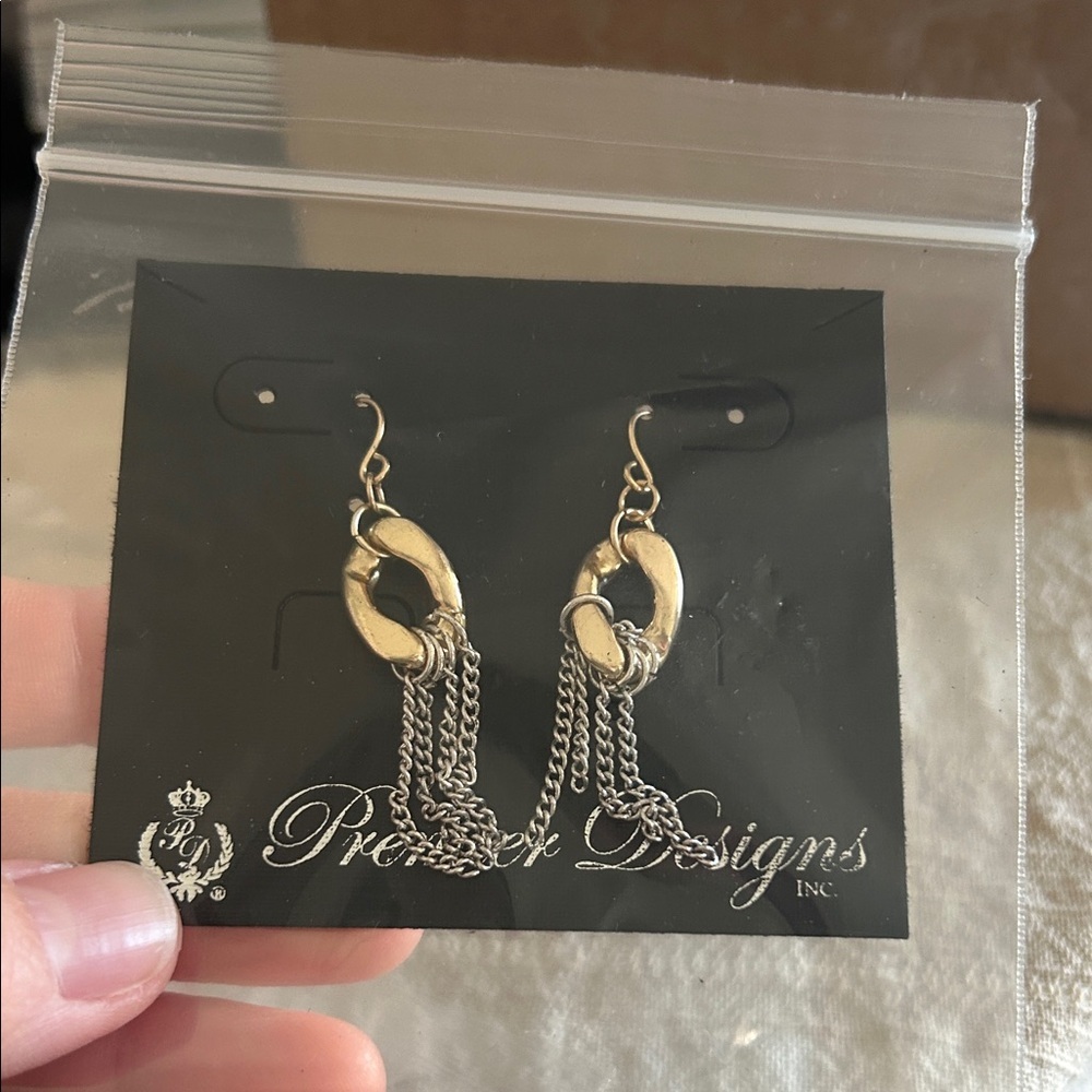 Premier Designs Gold and Silver Chain Earrings